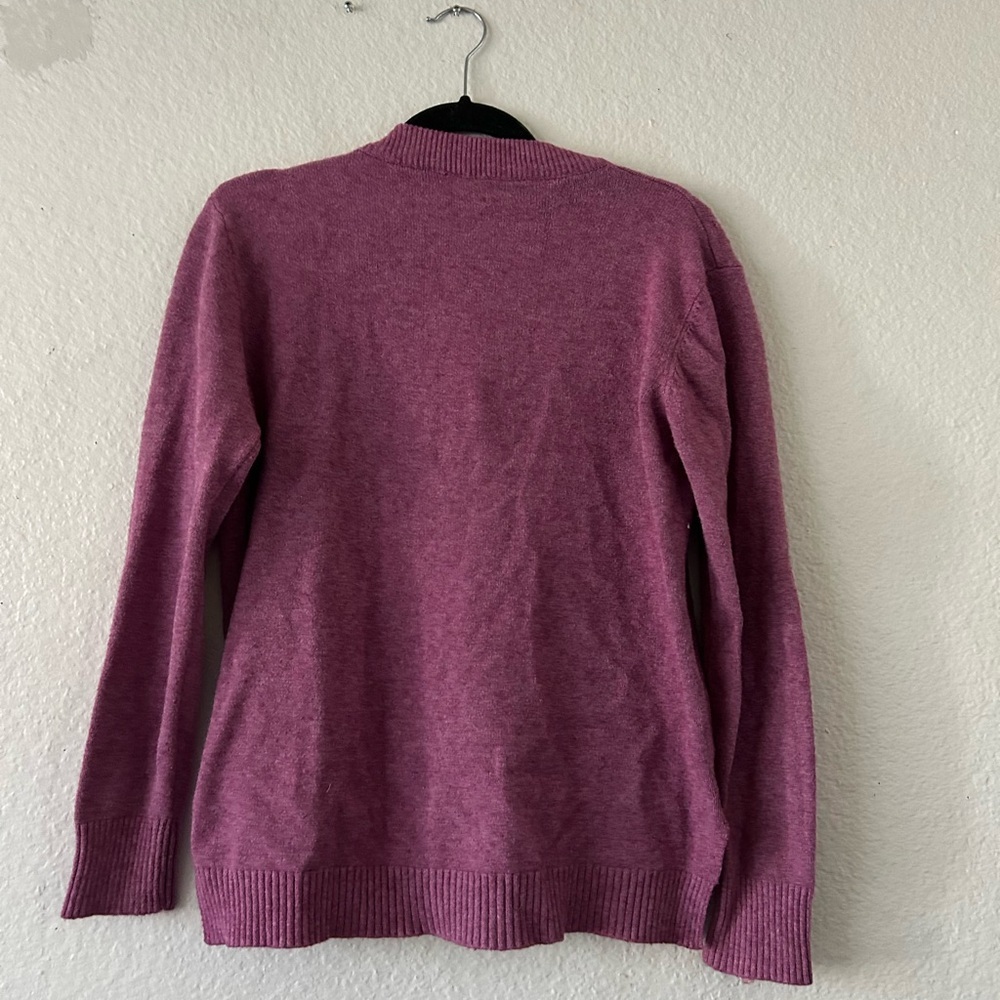 Belle‎ Femme Women’s Wool Cashmere Blend Mauve Cardigan Large Grandma Cozy - Picture 12 of 16